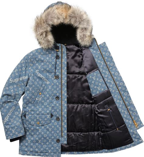 supreme louis vuitton denim jacket with fur